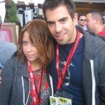 PEACHES GELDOF- Eli-Roth wearing wearing ECO fleece hoody from ALTERNATIVE APPAREL on fashiondailymag.com brigitte segura