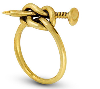 FDM loves ALC jewelry 8 fashiondailymag bent nail ring brass by andrea lieberman