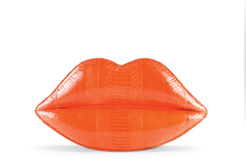 FashionDailyMag LULU GUINESS 3068_Orange Snakeskin Lips bag brigitte segura