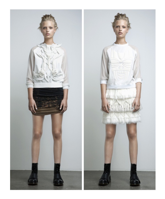 GenArt Fresh Faces in Fashion A_W 2012_13 Anne Sofie Madsen Crystal Blouse and White Mask Blouse+Snow Skirt fashiondailymag selects