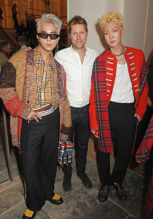  (L to R) Mino, Christopher Bailey and Lee Seung-hoon wearing Burberry at the Burberry 